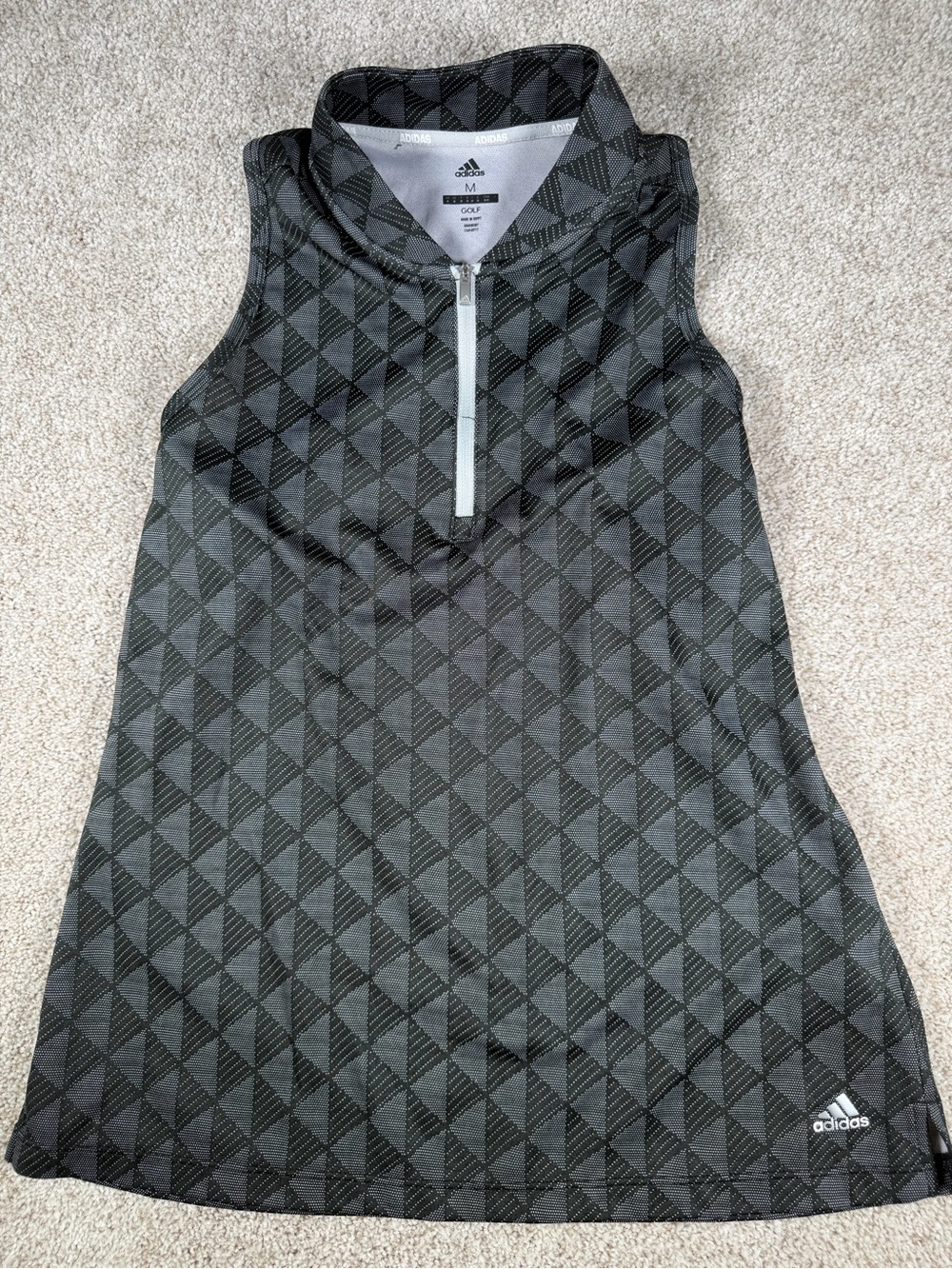 adidas Women’s Black Geometric Sleeveless Golf Top Medium